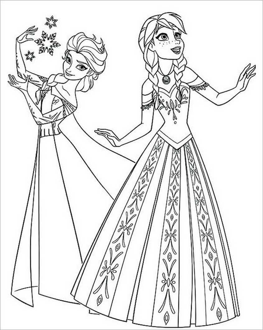 Tranh tô màu Elsa và Anna - 30