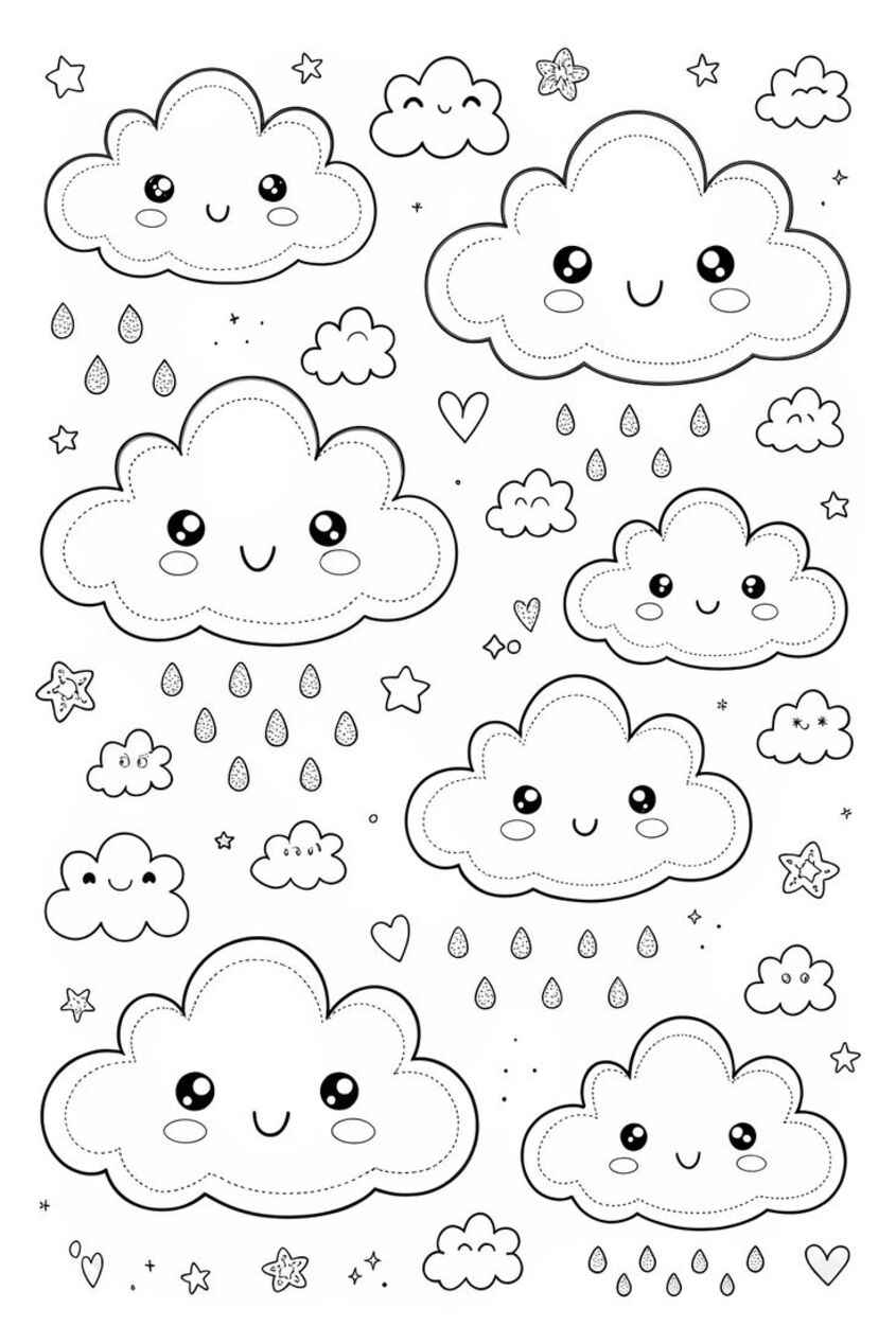 Tranh tô màu đám mây