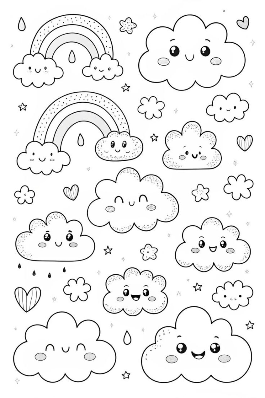 Tranh tô màu đám mây