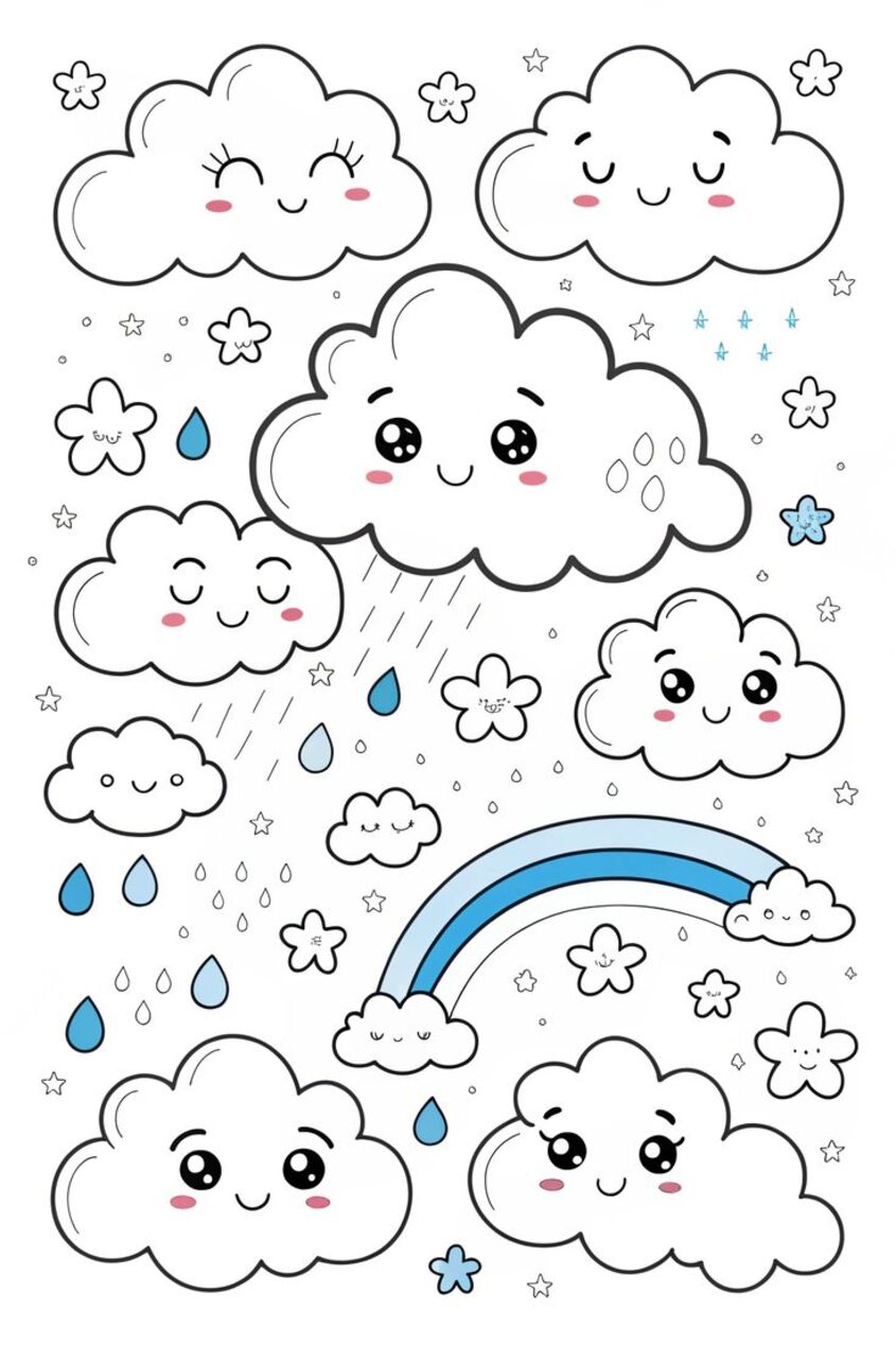 Tranh tô màu đám mây