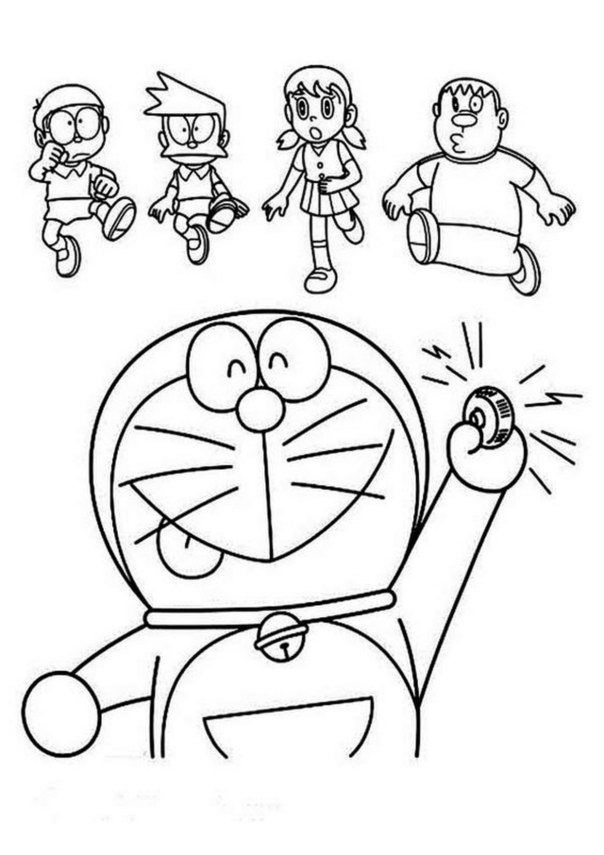 Tranh tô màu Doraemon với những người bạn số 4