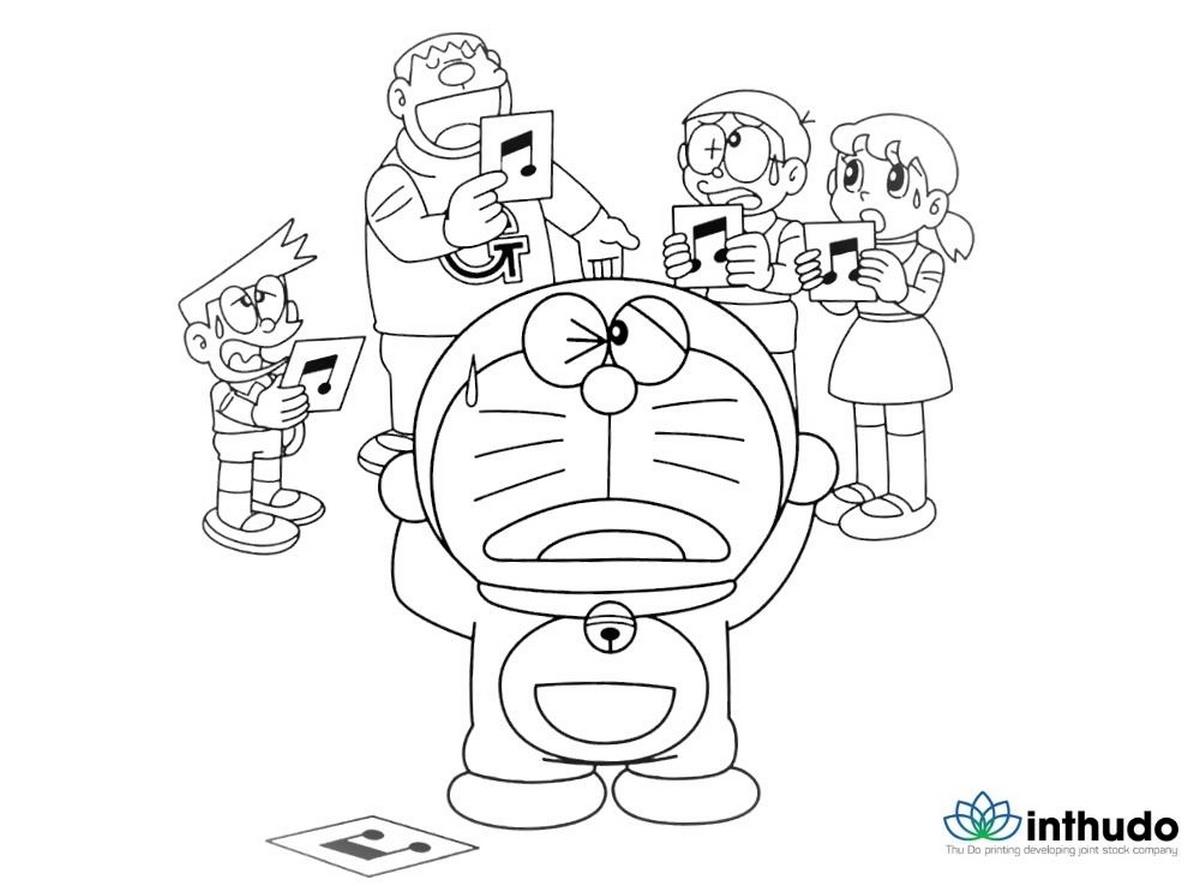Tranh tô màu Doraemon với những người bạn số 9