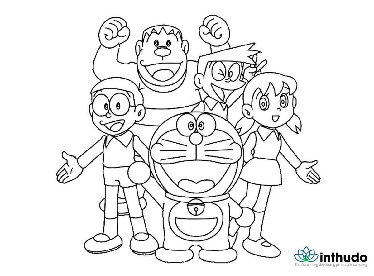 Tranh tô màu Doraemon với những người bạn số 10