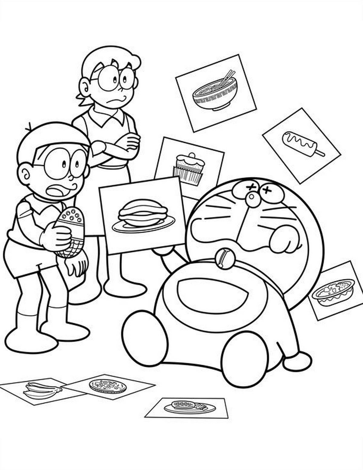 Tranh tô màu Doraemon với những người bạn số 14