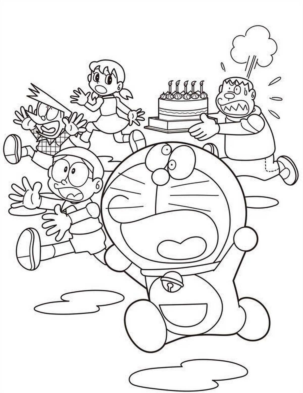 Tranh tô màu Doraemon với những người bạn số 15