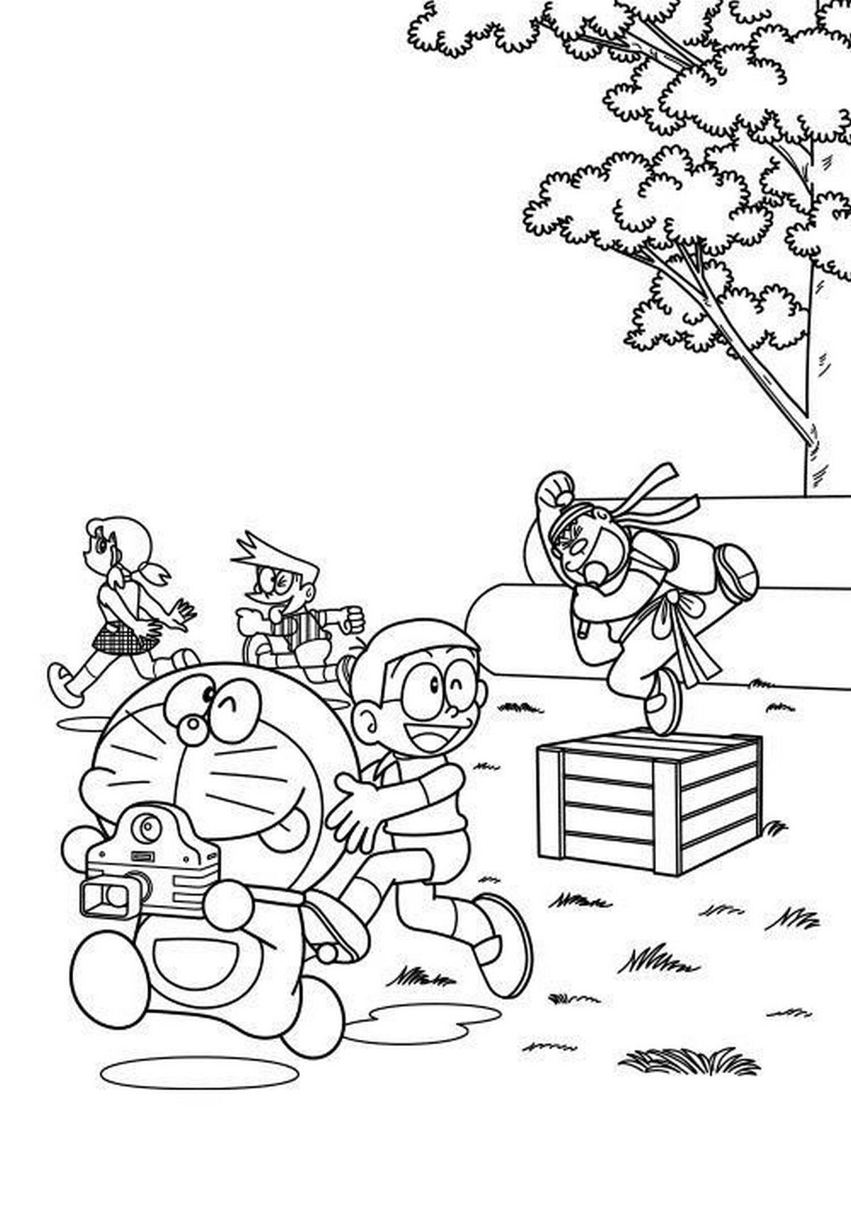 Tranh tô màu Doraemon với những người bạn số 16