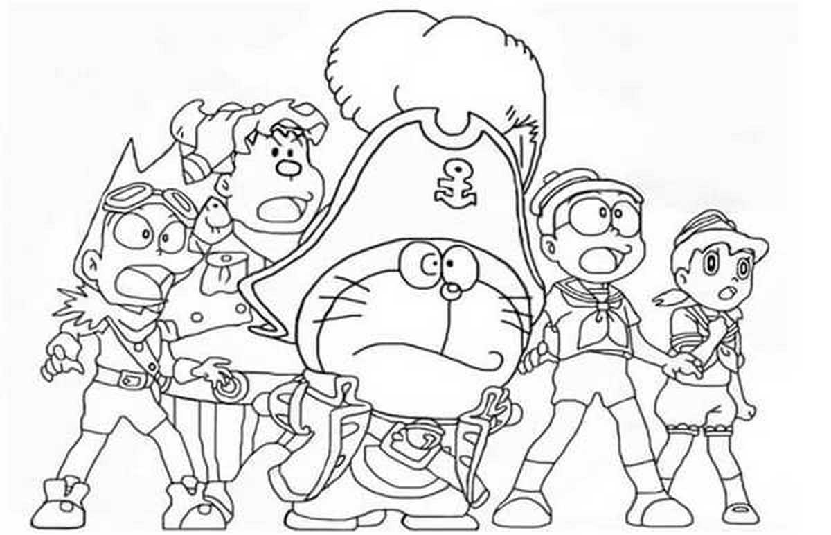 Tranh tô màu Doraemon với những người bạn số 23