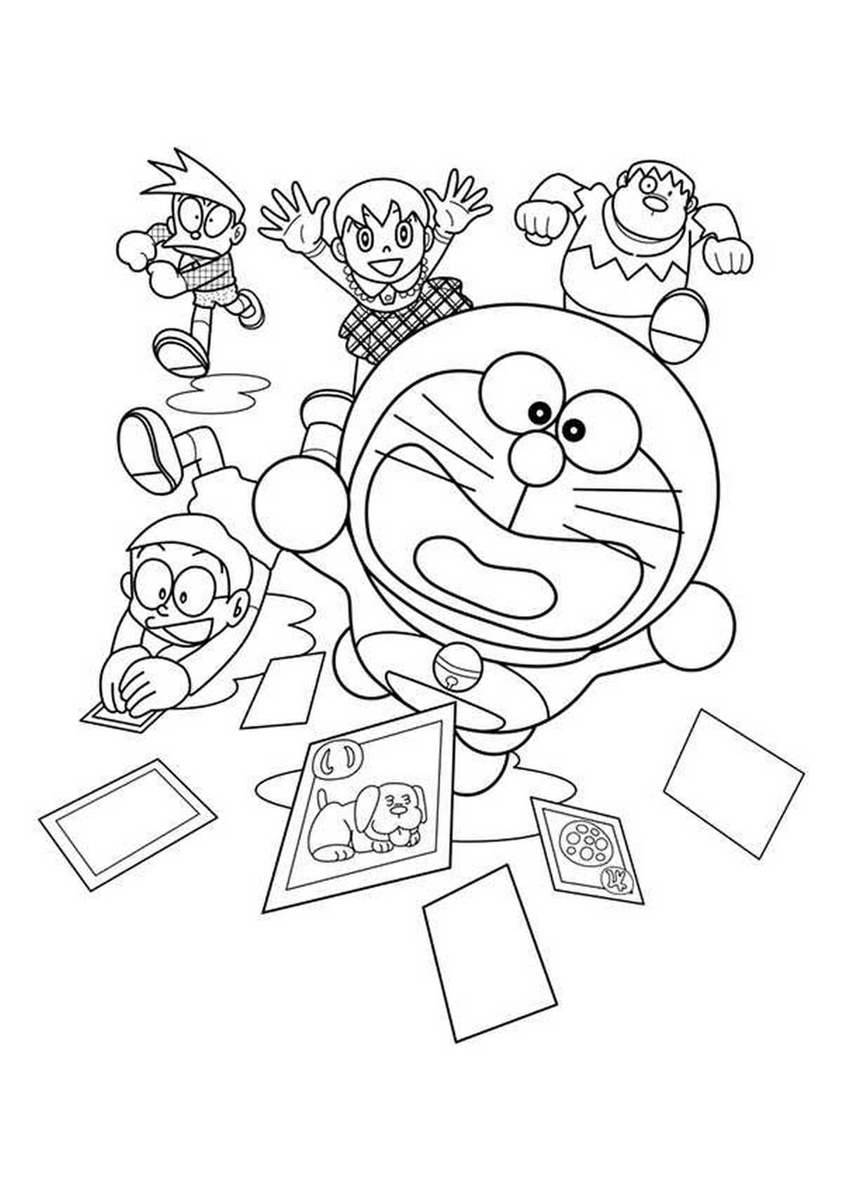 Tranh tô màu Doraemon với những người bạn số 28