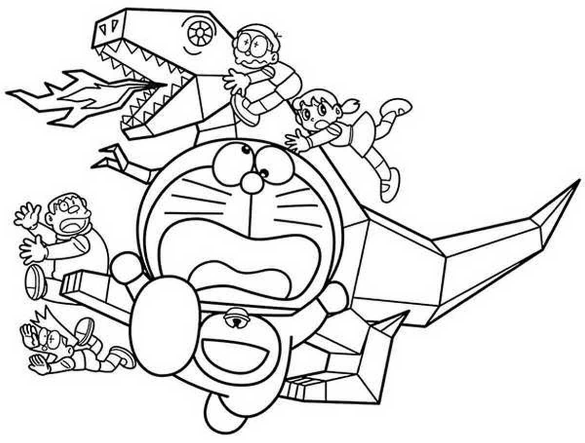 Tranh tô màu Doraemon với những người bạn số 29