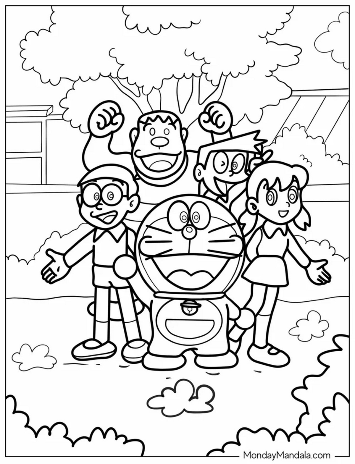 Tranh tô màu Doraemon với những người bạn số 34