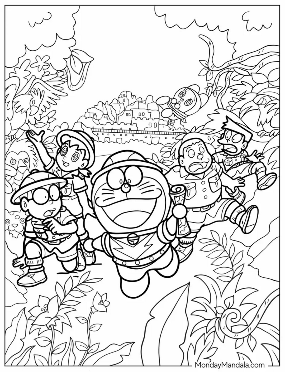 Tranh tô màu Doraemon với những người bạn số 37