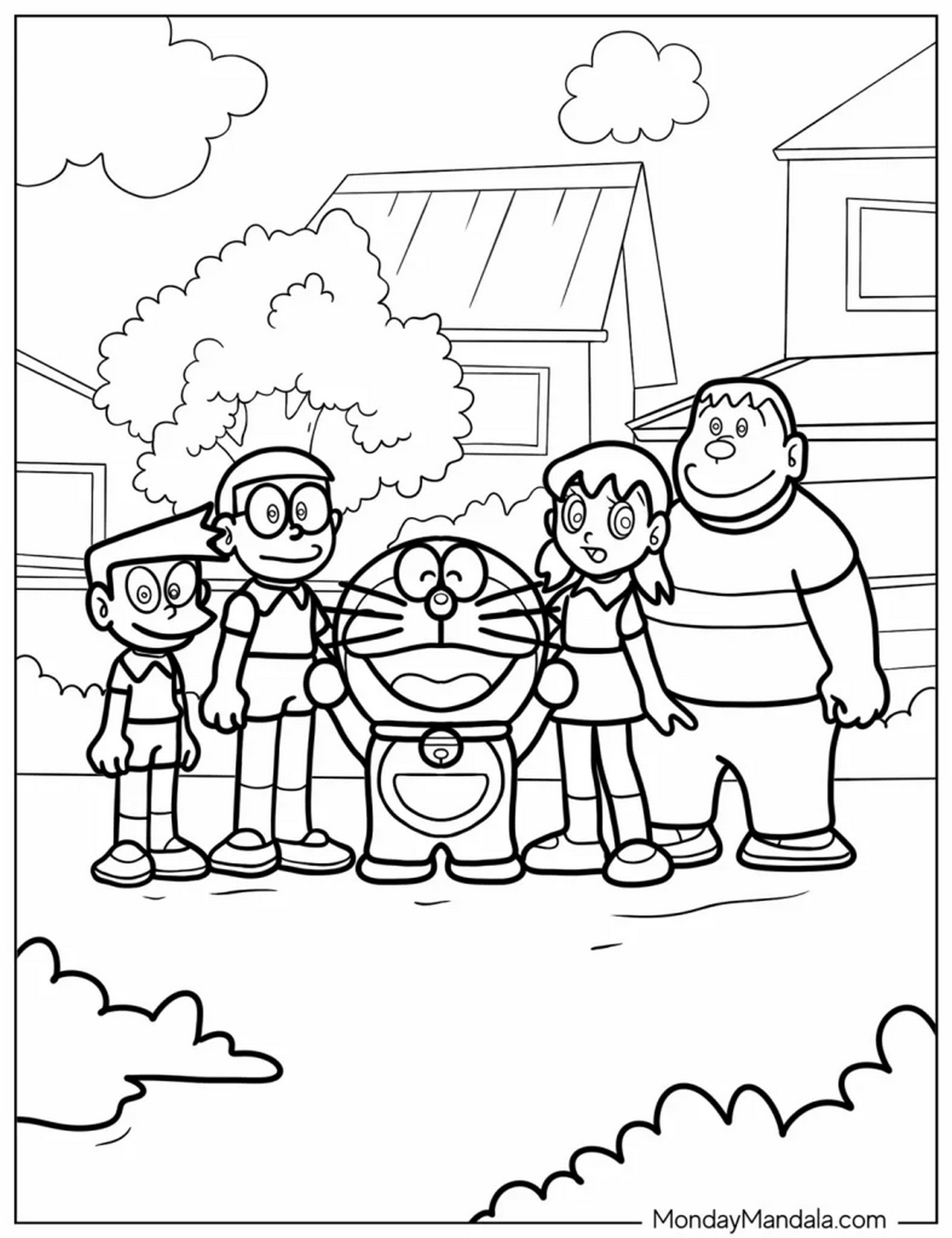 Tranh tô màu Doraemon với những người bạn số 38