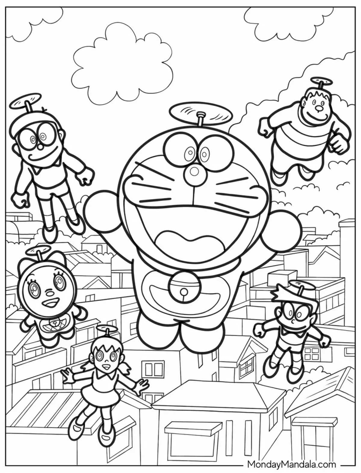 Tranh tô màu Doraemon với những người bạn số 42