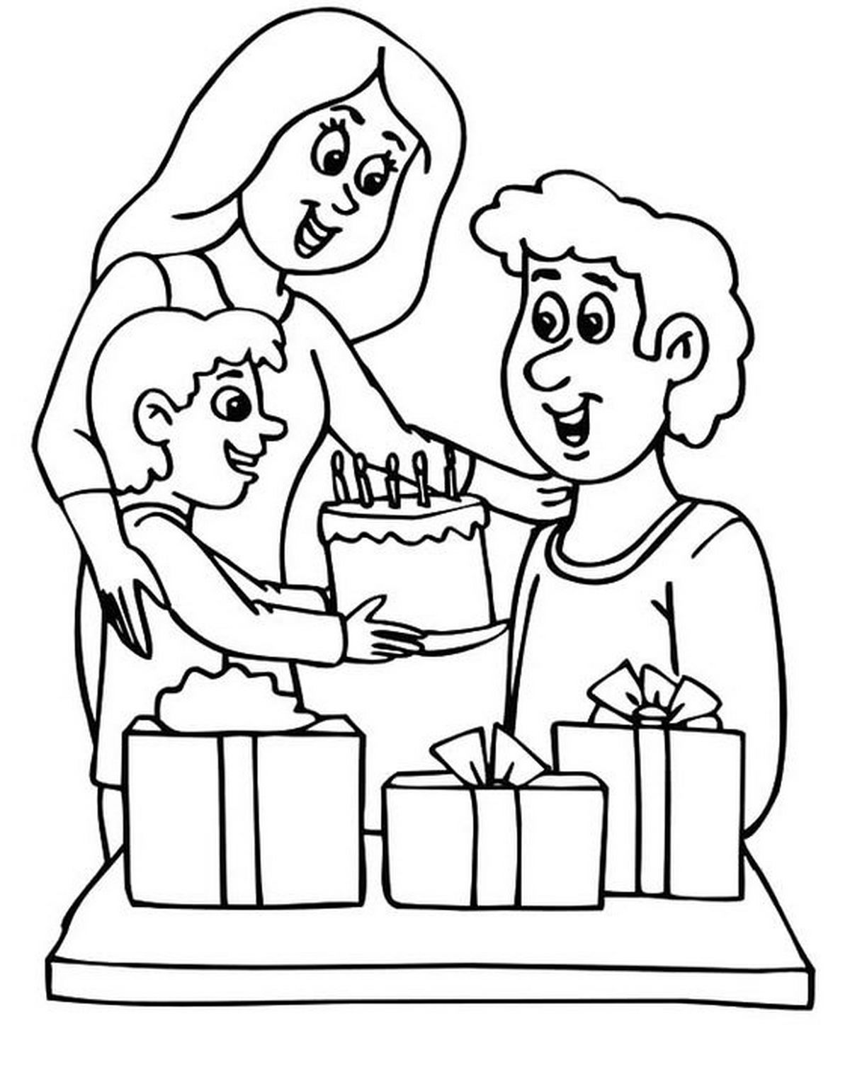 Tranh tô màu gia đình 3 người số 1