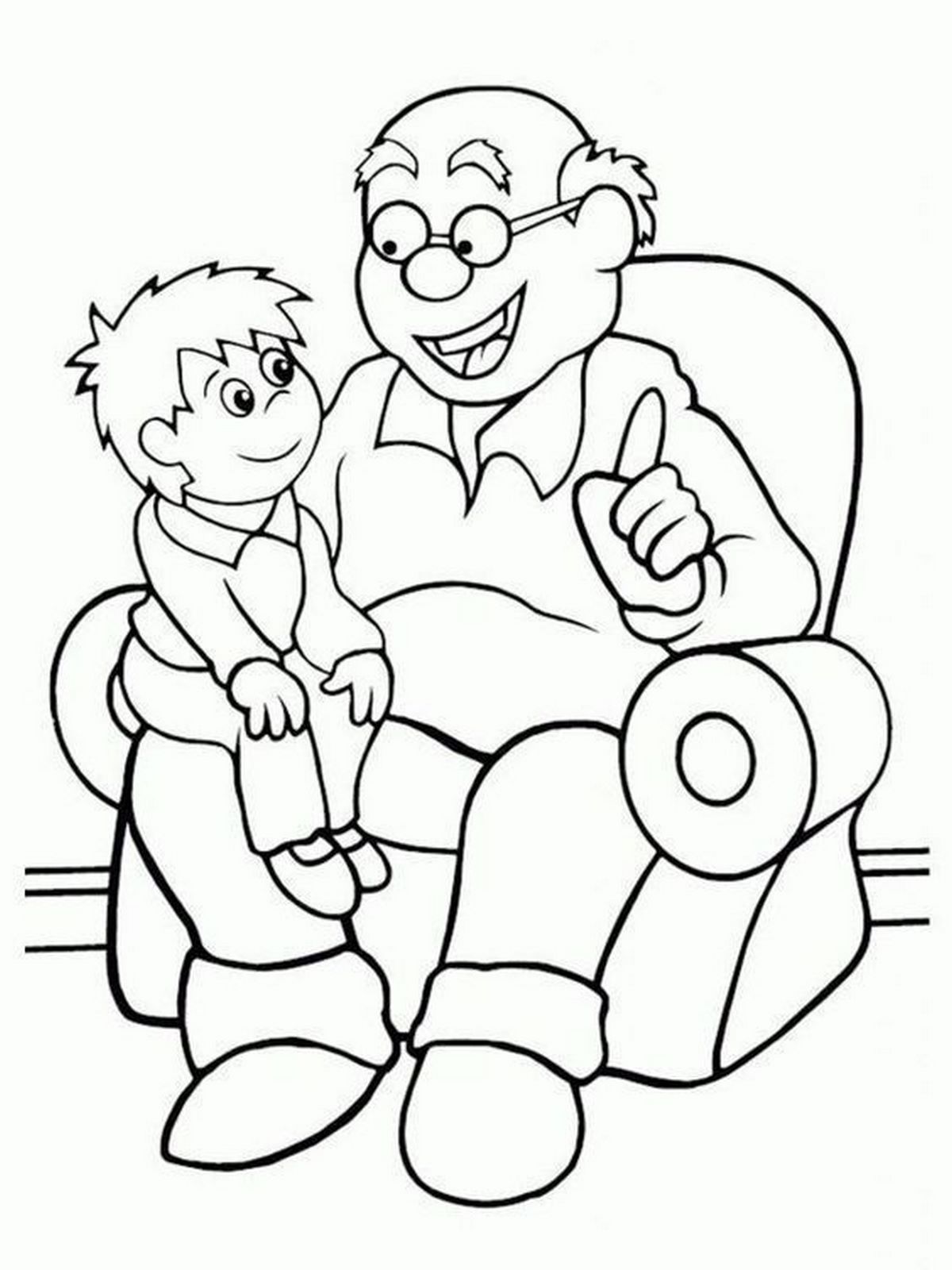 Tranh tô màu gia đình có ông bà số 2