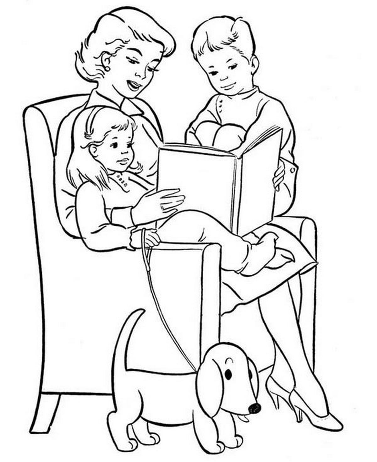 Tranh tô màu gia đình 3 người số 5