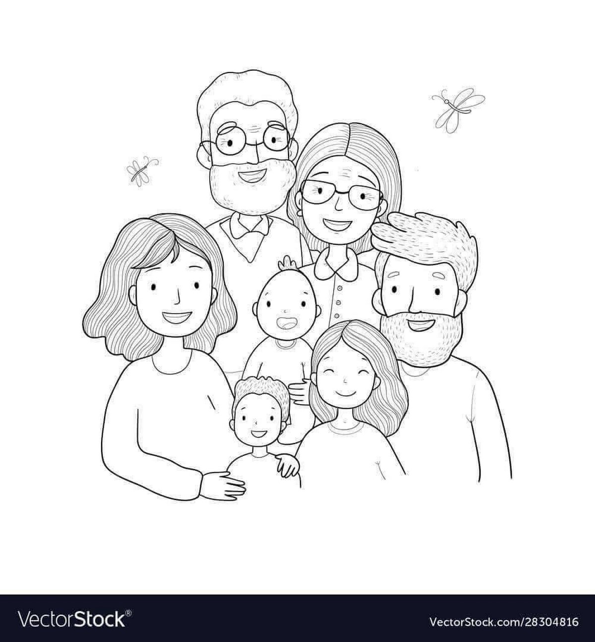 Tranh tô màu gia đình số 6