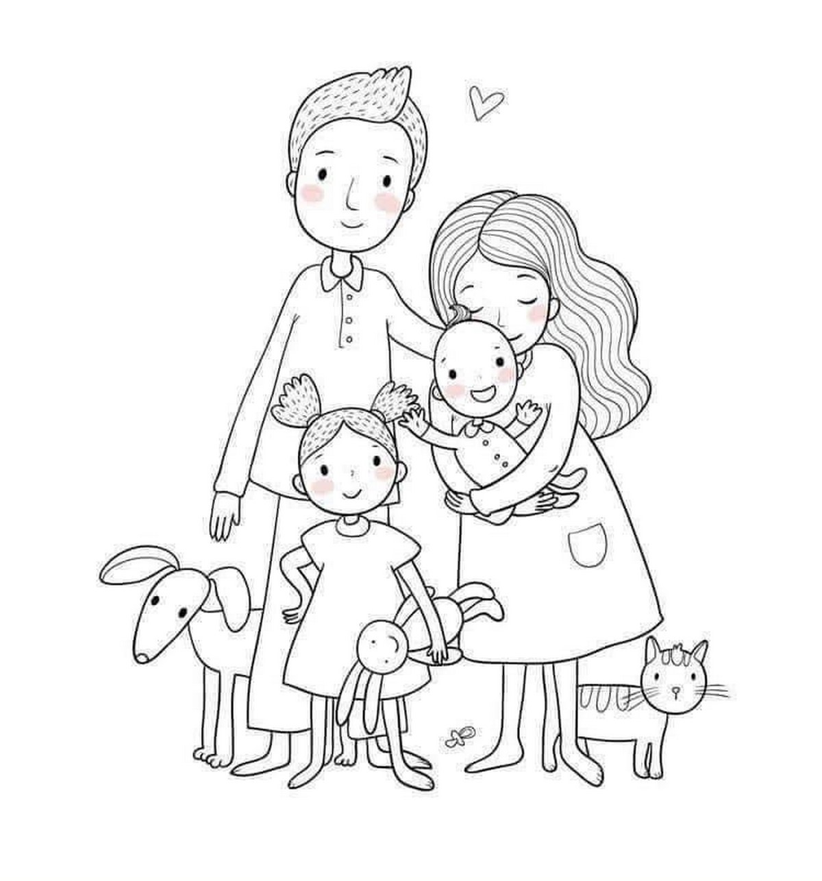 Tranh tô màu gia đình 4 người số 10