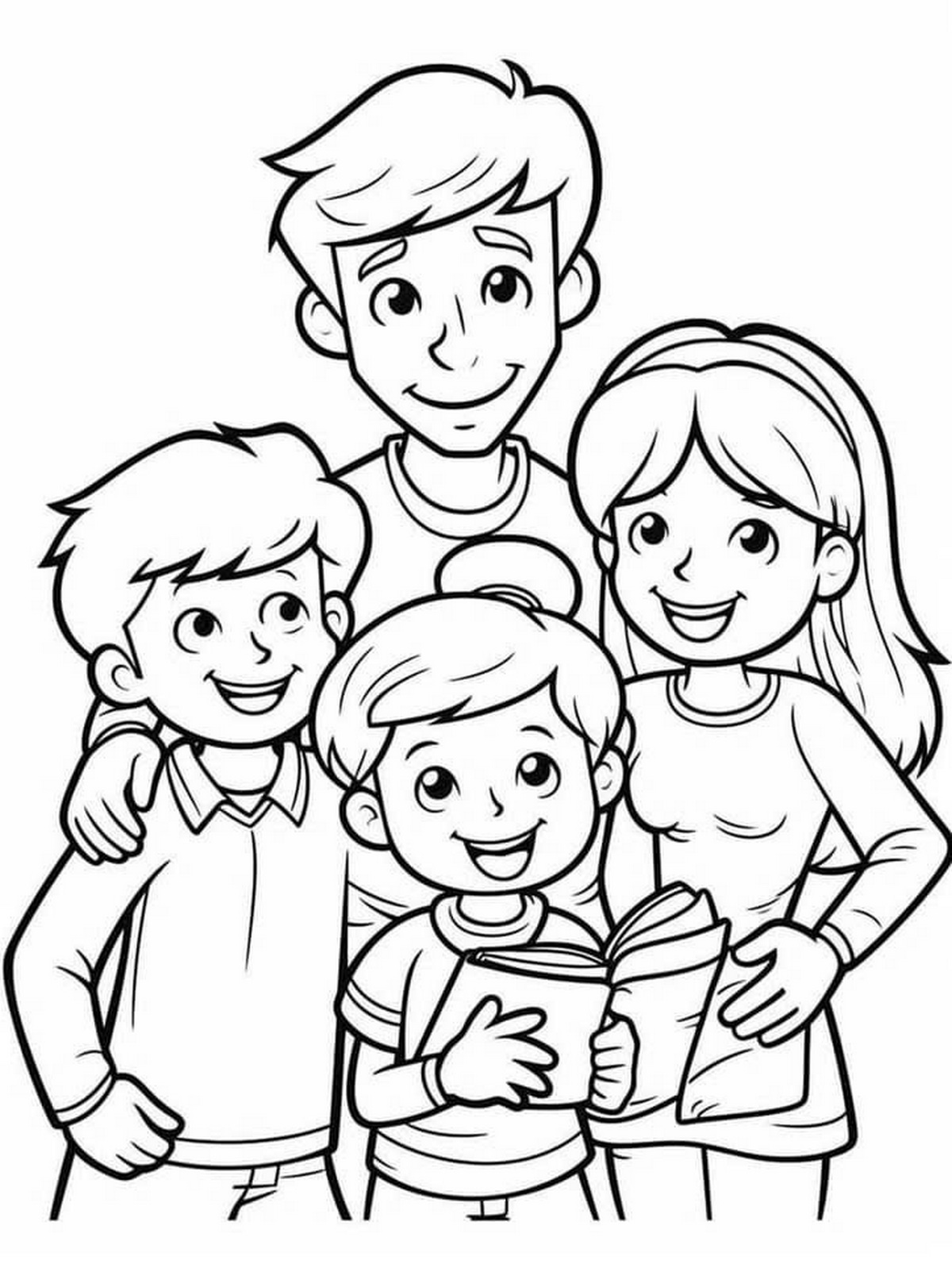 Tranh tô màu gia đình 4 người số 12