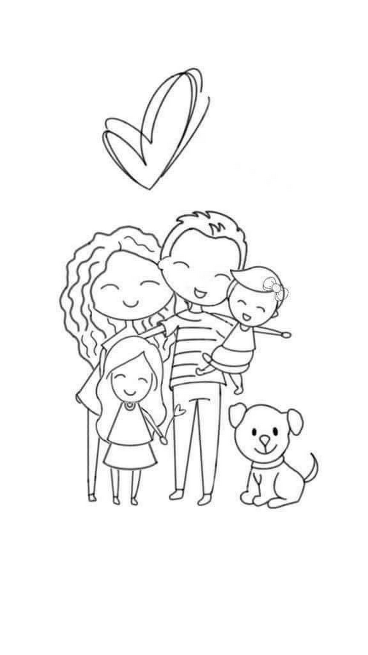 Tranh tô màu gia đình 4 người số 16