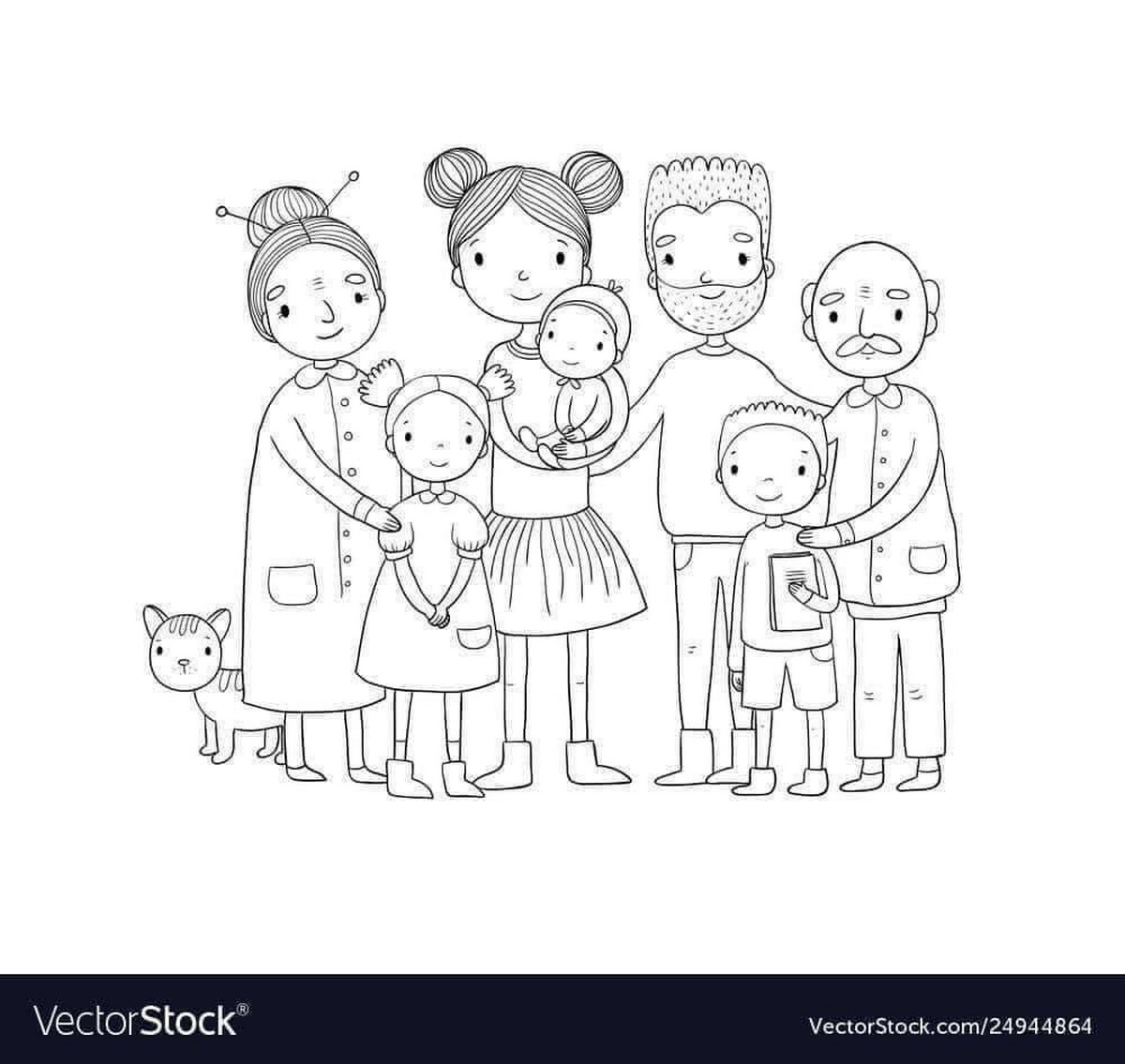Tranh tô màu gia đình số 10
