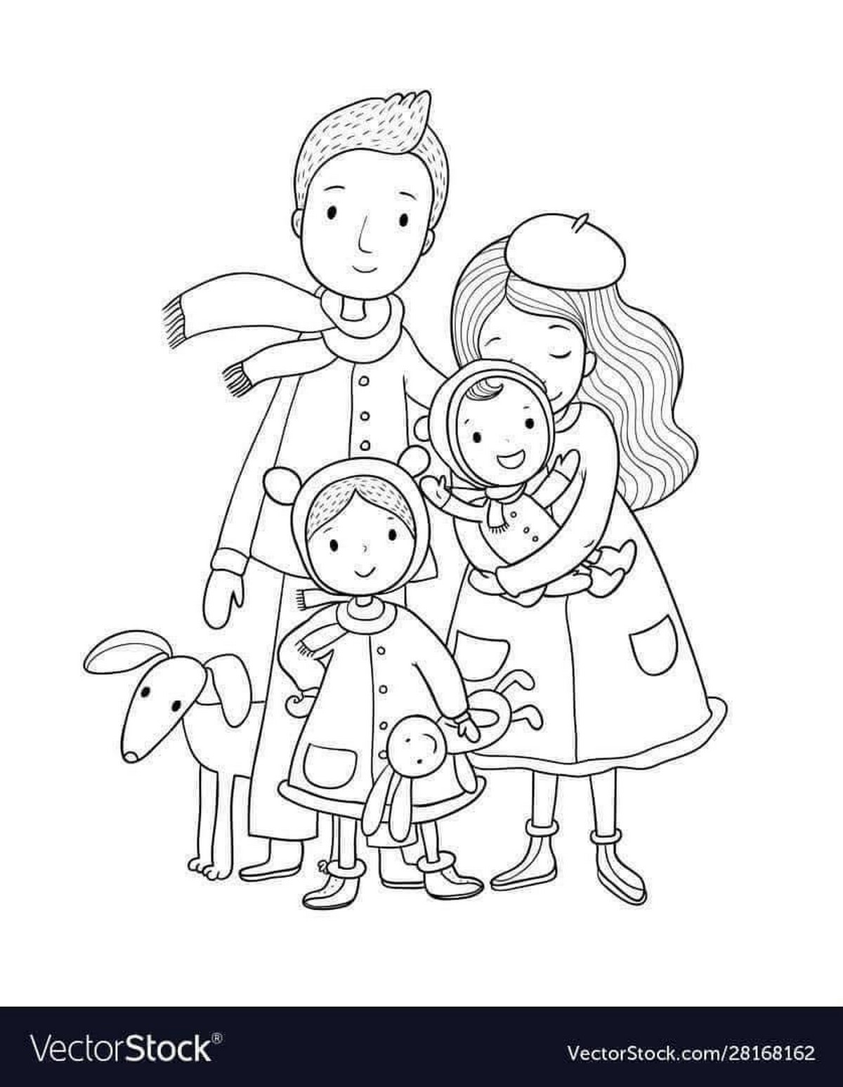 Tranh tô màu gia đình 4 người số 18