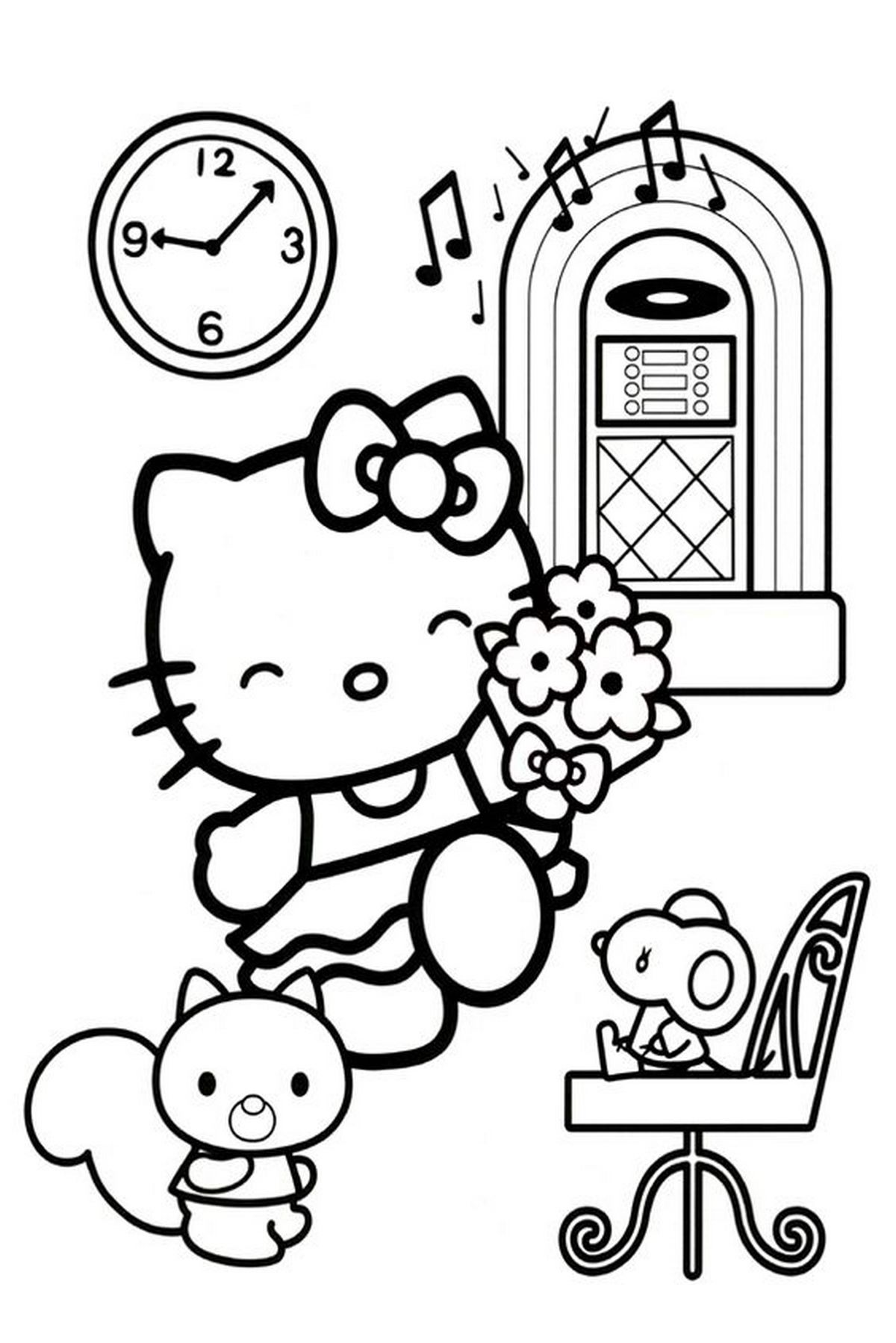 Tranh tô màu Hello Kitty vui nhộn số 4
