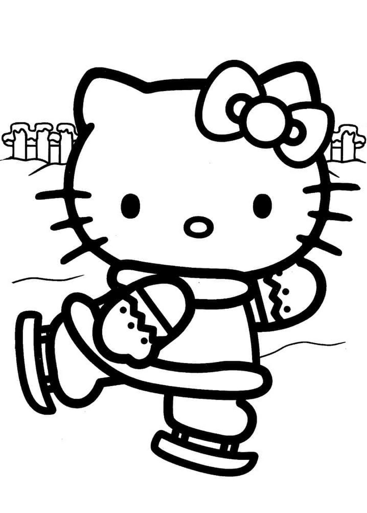 Tranh tô màu Hello Kitty dễ thương số 48
