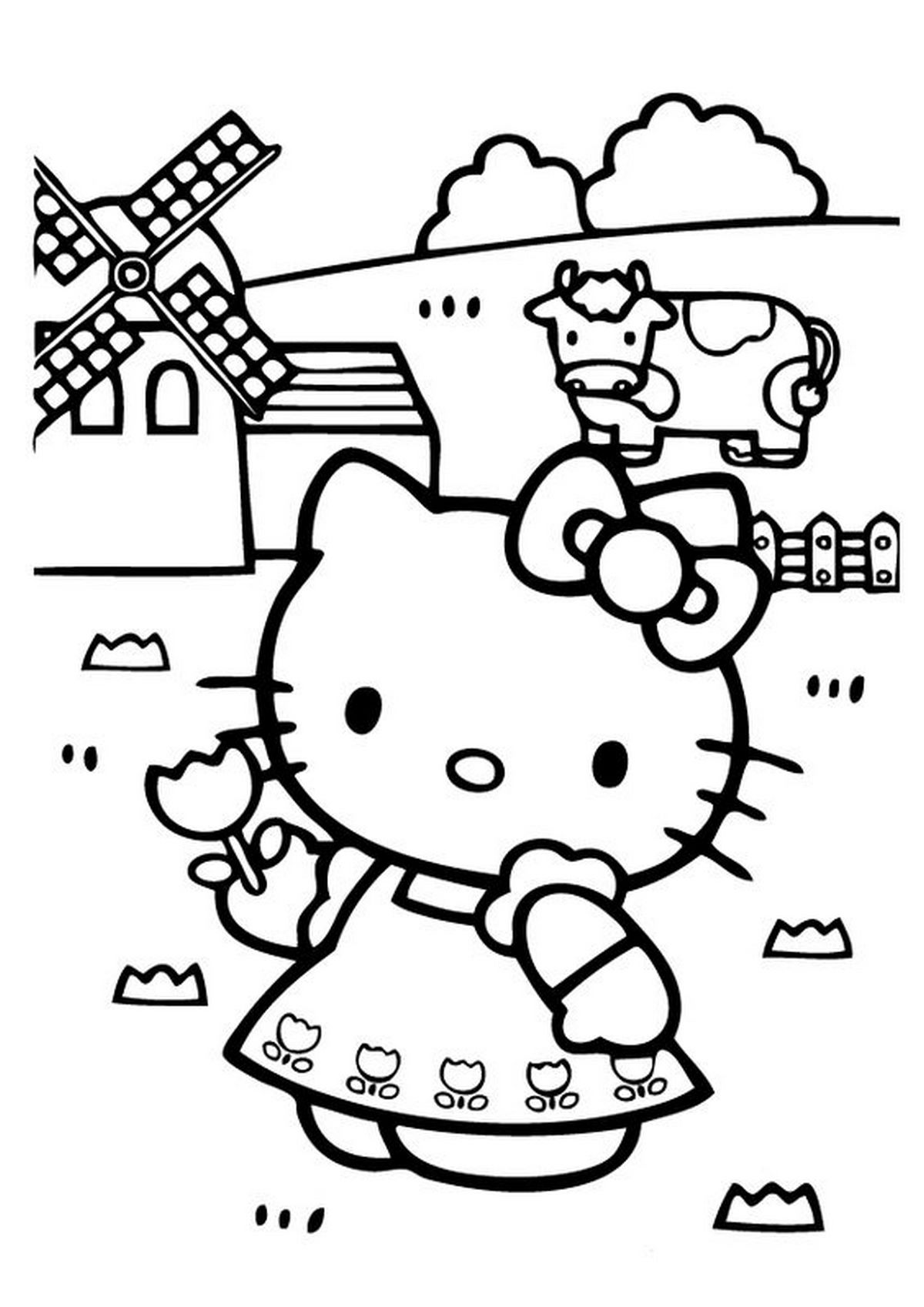 Tranh tô màu Hello Kitty dễ thương số 45