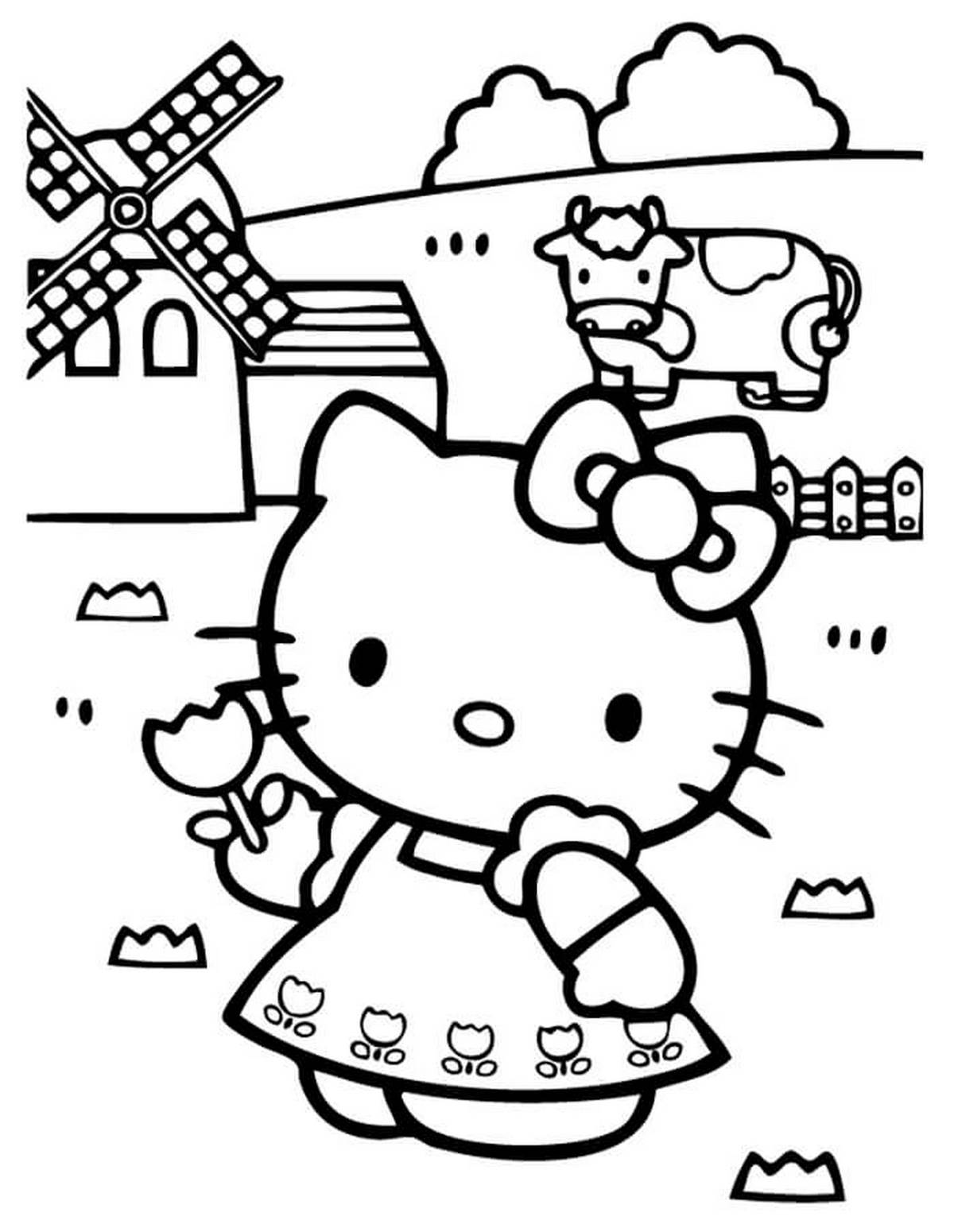 Tranh tô màu Hello Kitty dễ thương số 29