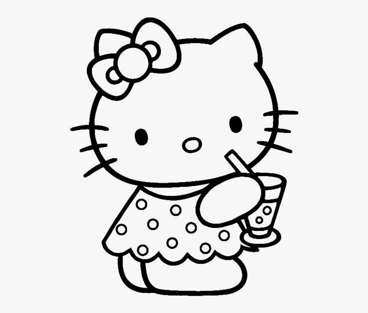 Tranh tô màu Hello Kitty dễ thương số 23