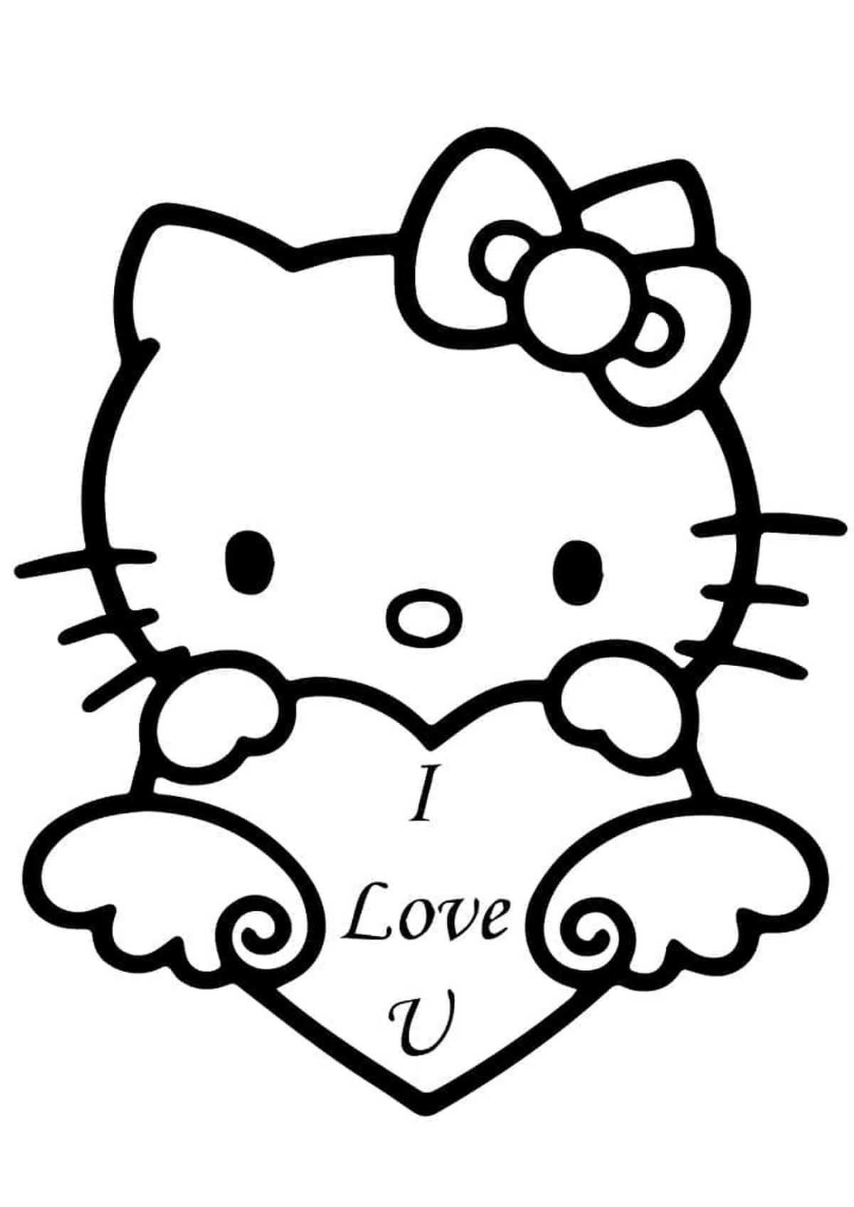 Tranh tô màu Hello Kitty dễ thương số 15