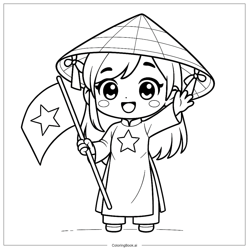 Tranh tô màu lá cờ Việt Nam 15