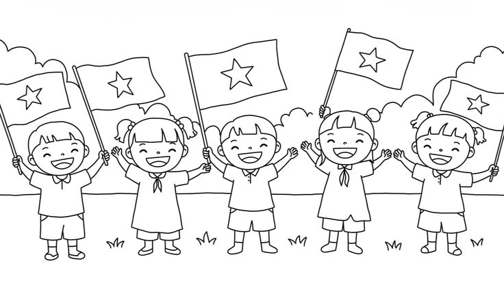 Tranh tô màu lá cờ Việt Nam 13