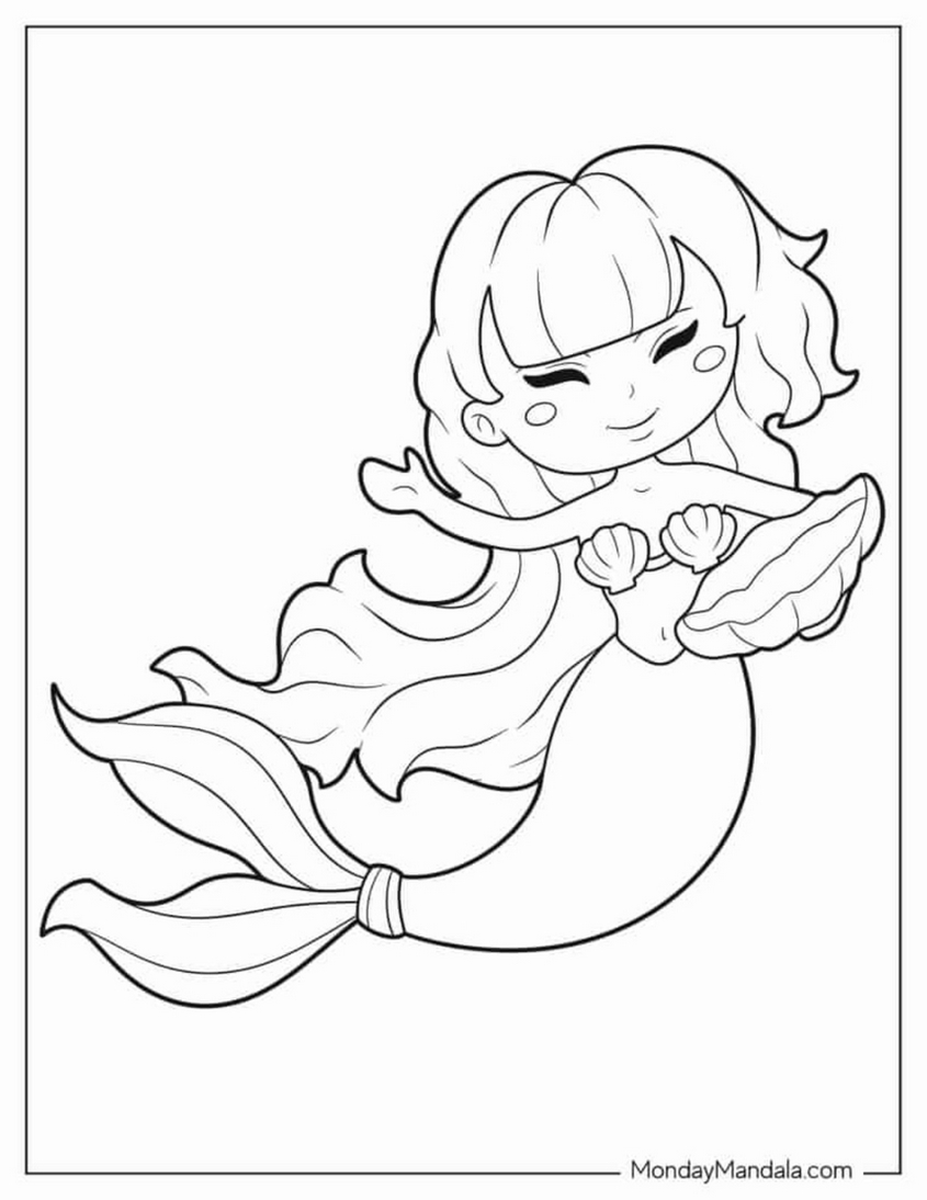 Tranh tô màu nàng tiên cá chibi - 3