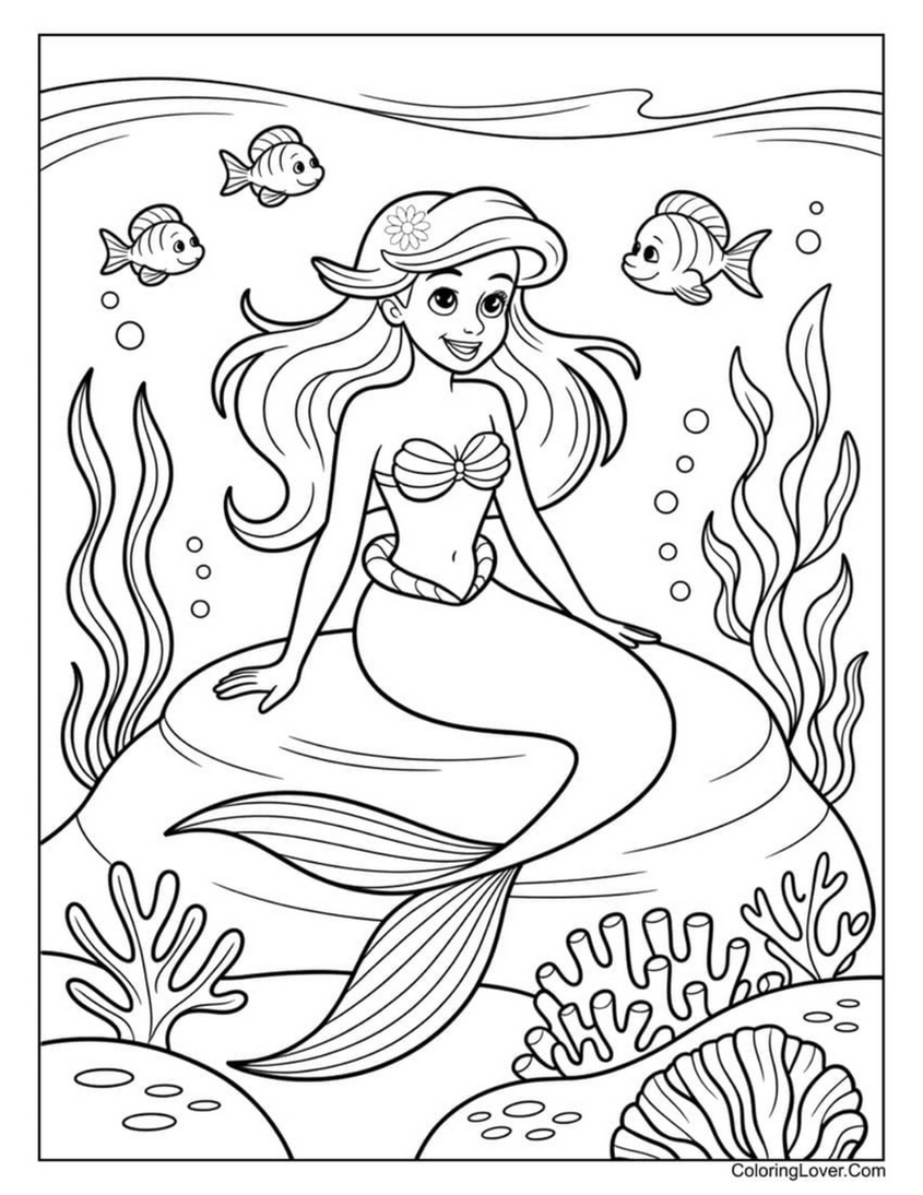 Tranh tô màu nàng tiên cá công chúa - 2