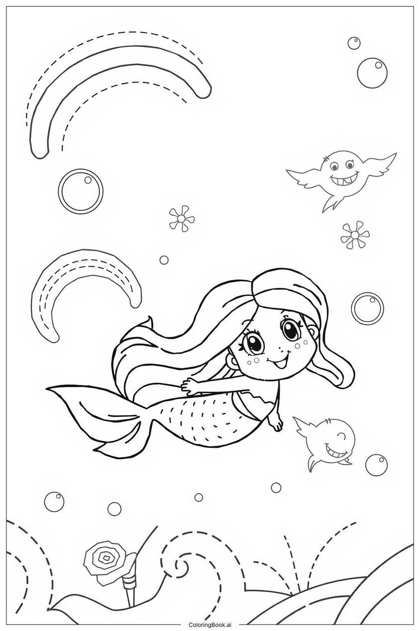 Tranh tô màu nàng tiên cá chibi - 12