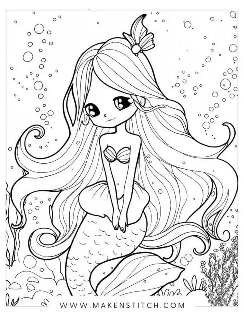 Tranh tô màu nàng tiên cá công chúa - 4