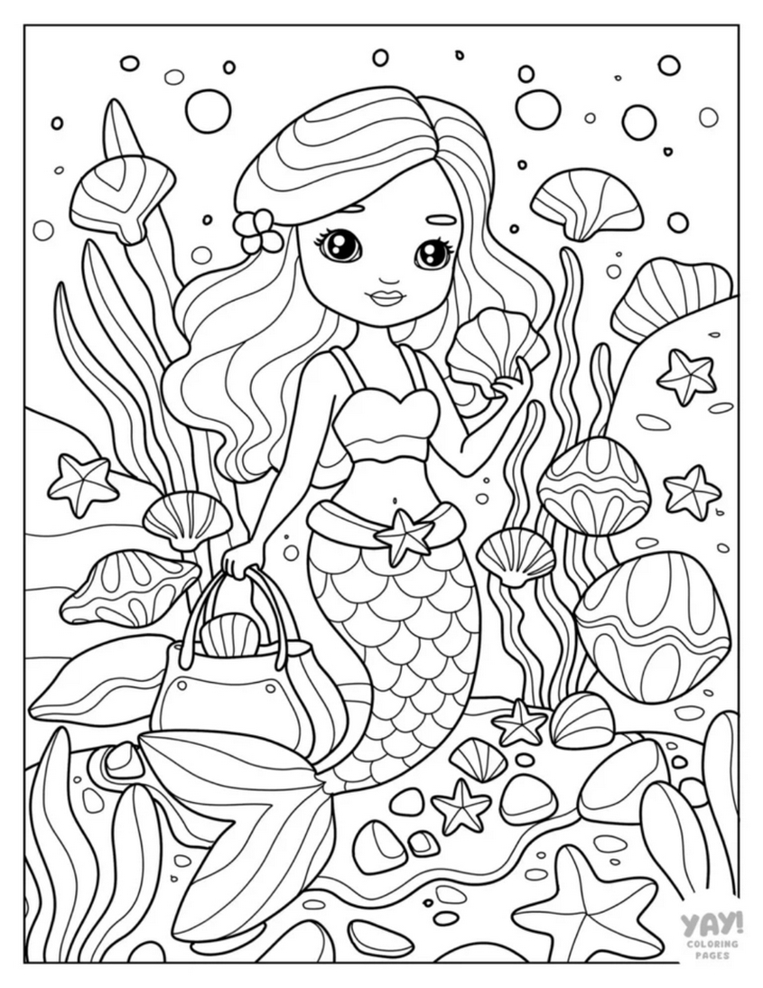 Tranh tô màu nàng tiên cá công chúa - 6