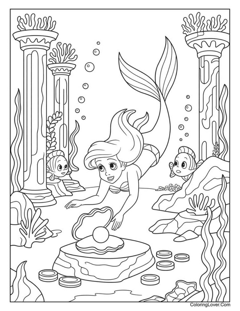 Tranh tô màu nàng tiên cá công chúa - 7