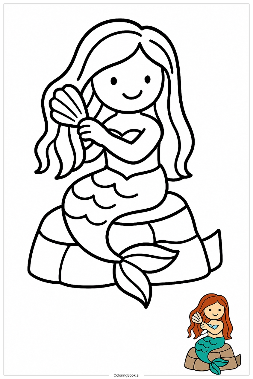 Tranh tô màu nàng tiên cá đẹp, dễ thương - 2