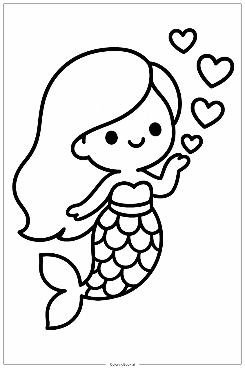 Tranh tô màu nàng tiên cá chibi - 14