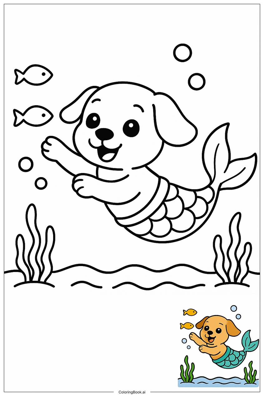 Tranh tô màu nàng tiên cá đẹp, dễ thương - 5