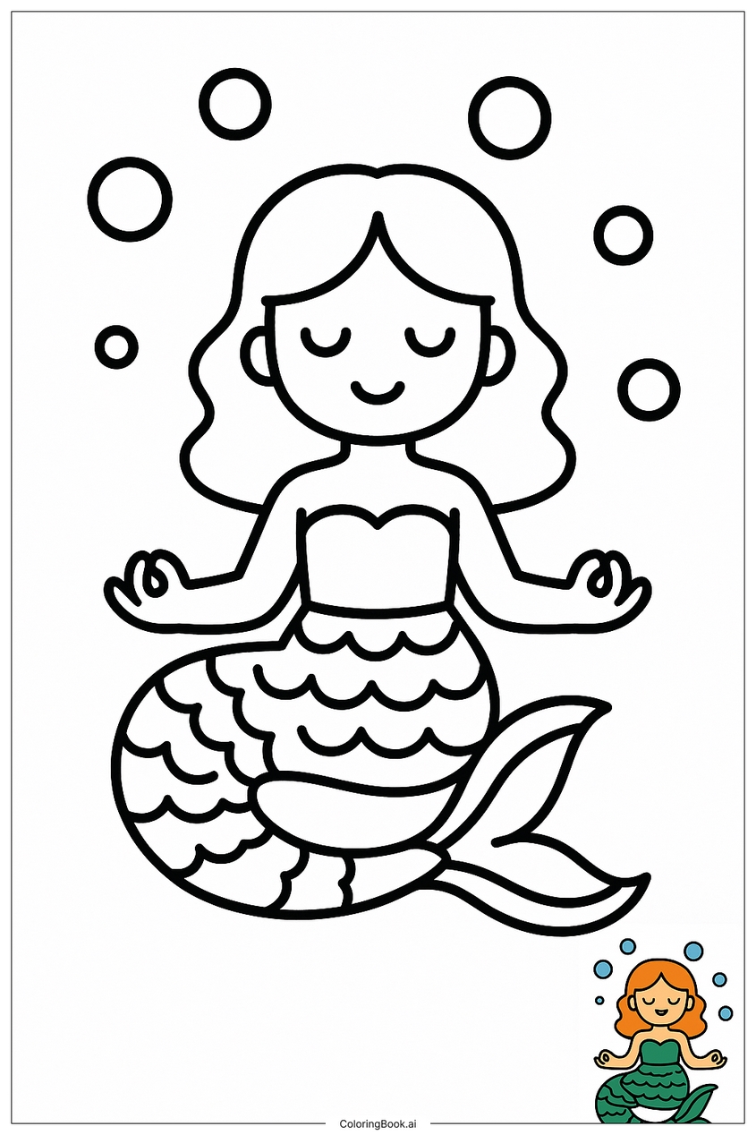 Tranh tô màu nàng tiên cá đẹp, dễ thương - 8