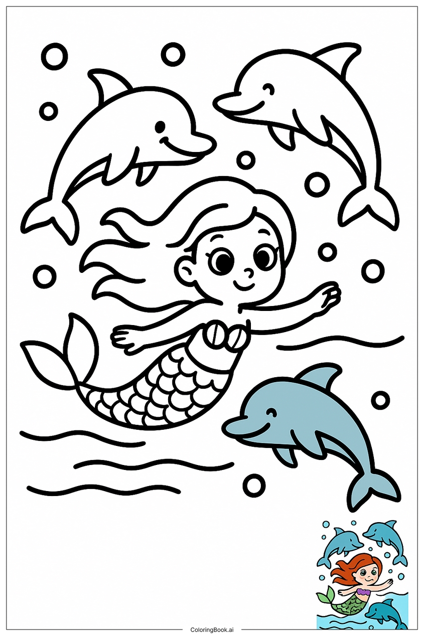 Tranh tô màu nàng tiên cá đẹp, dễ thương - 9