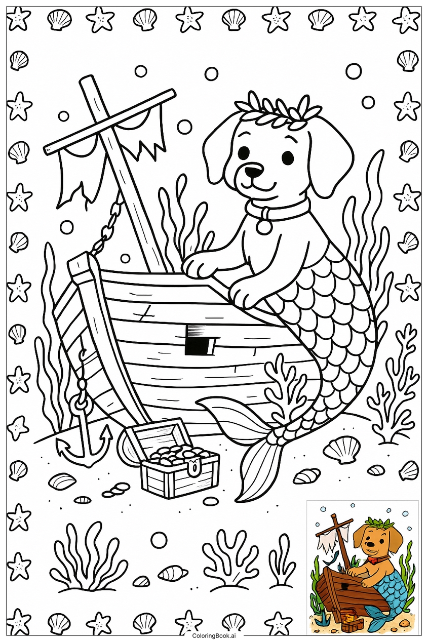 Tranh tô màu nàng tiên cá đẹp, dễ thương - 13