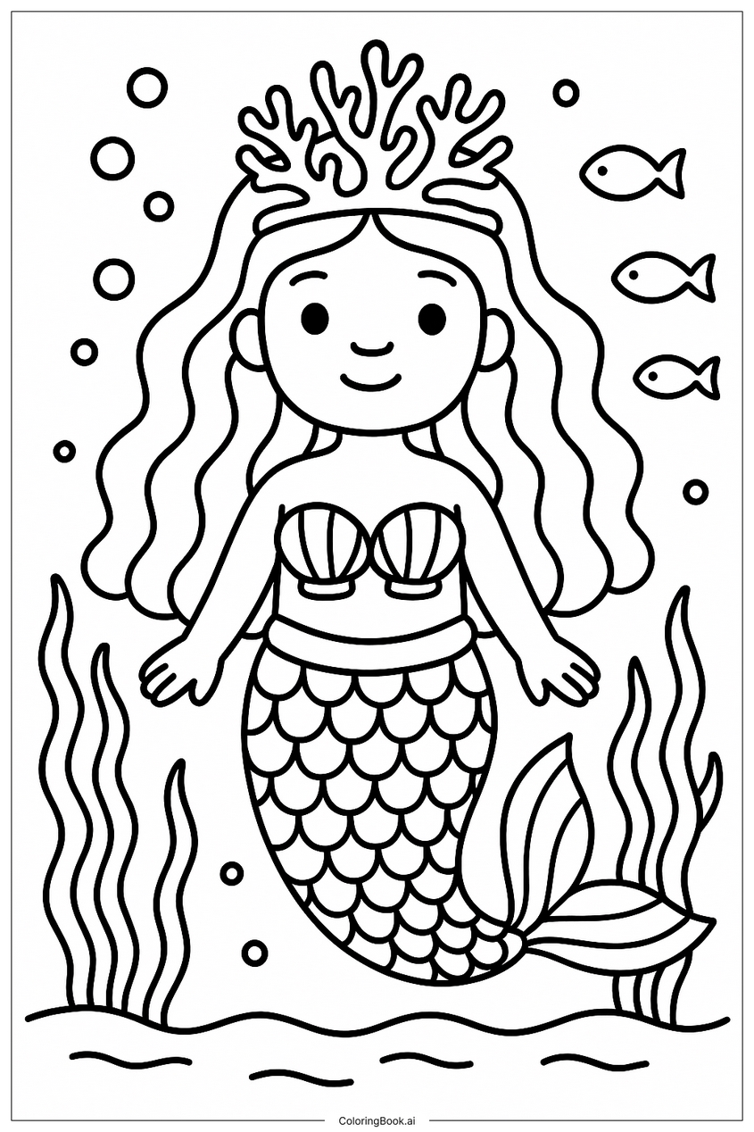 Tranh tô màu nàng tiên cá chibi - 24