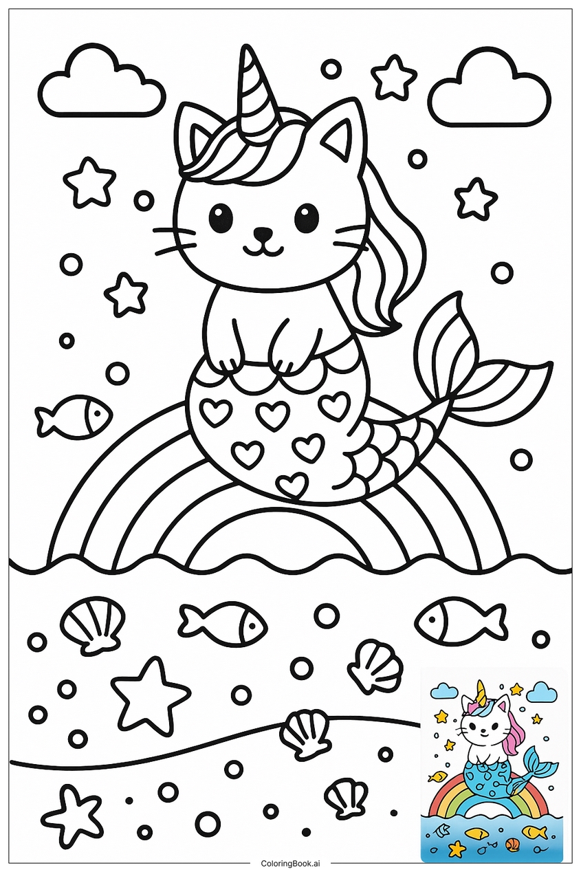 Tranh tô màu nàng tiên cá đẹp, dễ thương - 19