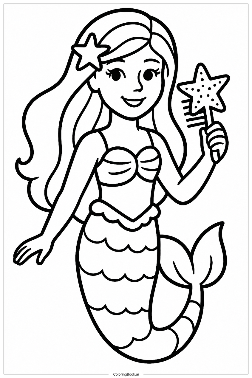 Tranh tô màu nàng tiên cá chibi - 25