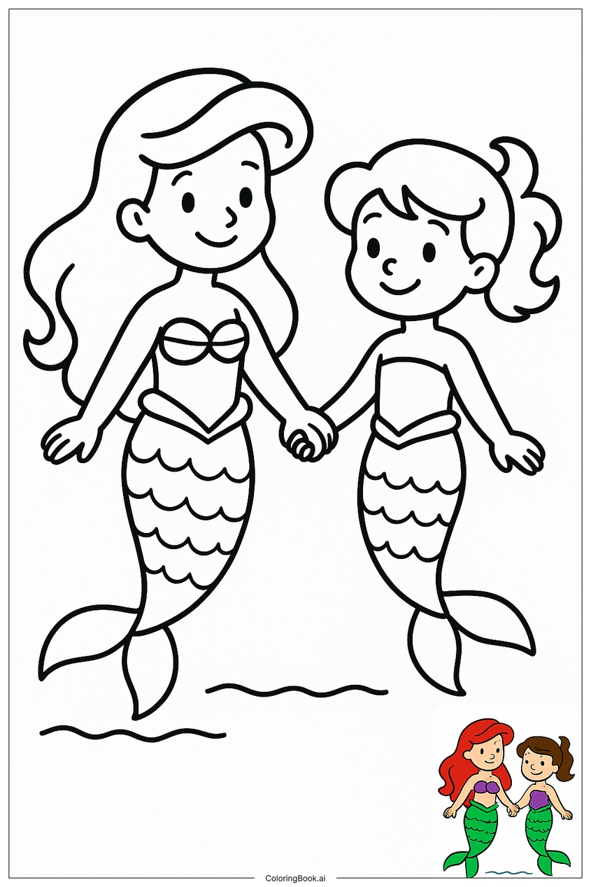 Tranh tô màu nàng tiên cá đẹp, dễ thương - 14